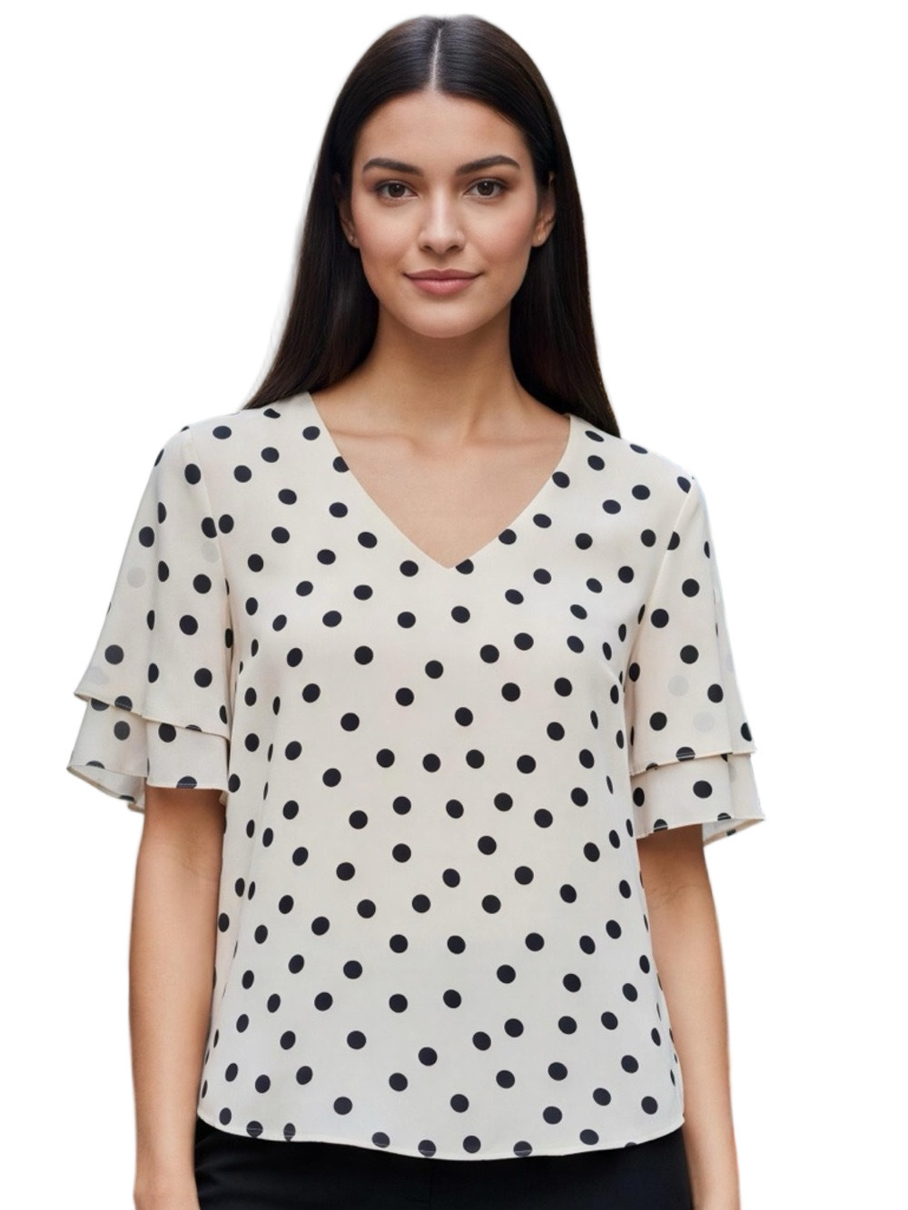 Wallis Cream and Black Polka Dot Blouse Size 12 NWT